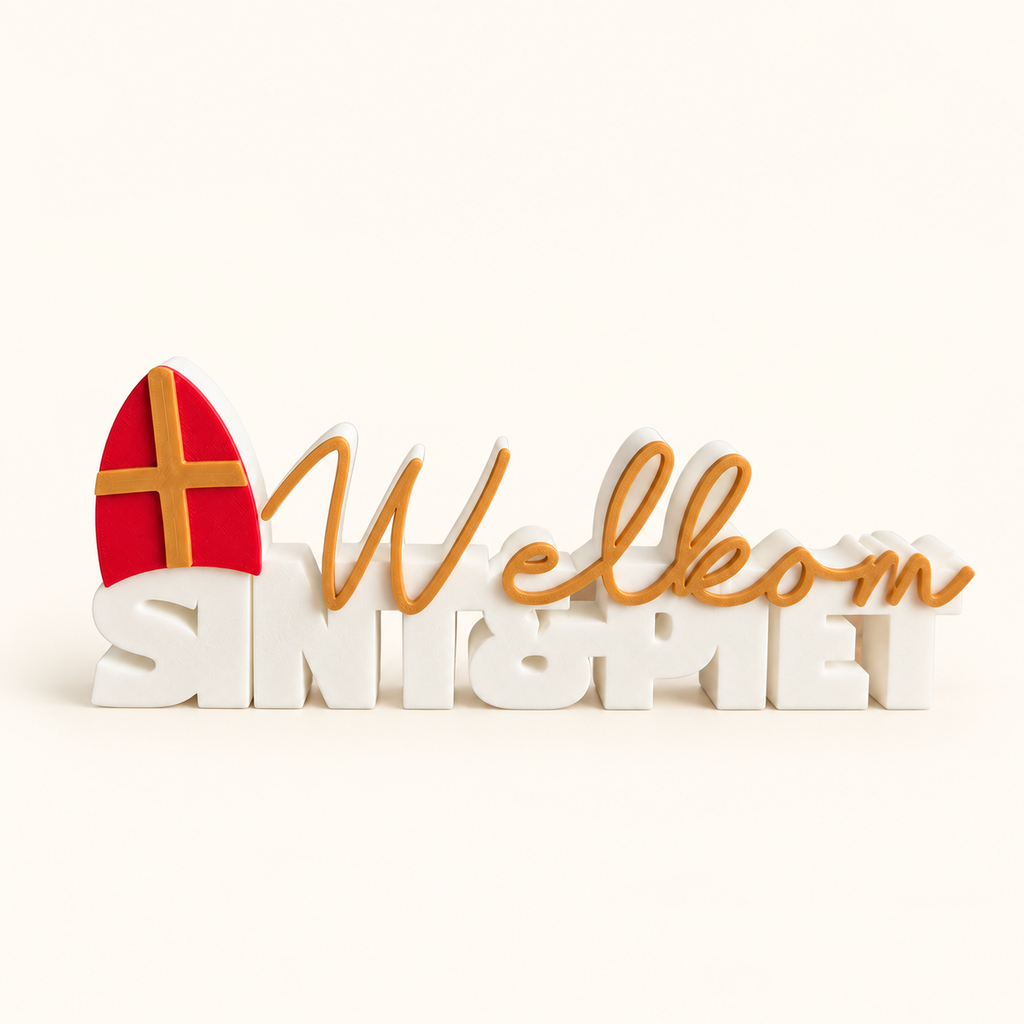 3D-geprint woordbeeld Welkom Sint & Piet – Dovana
