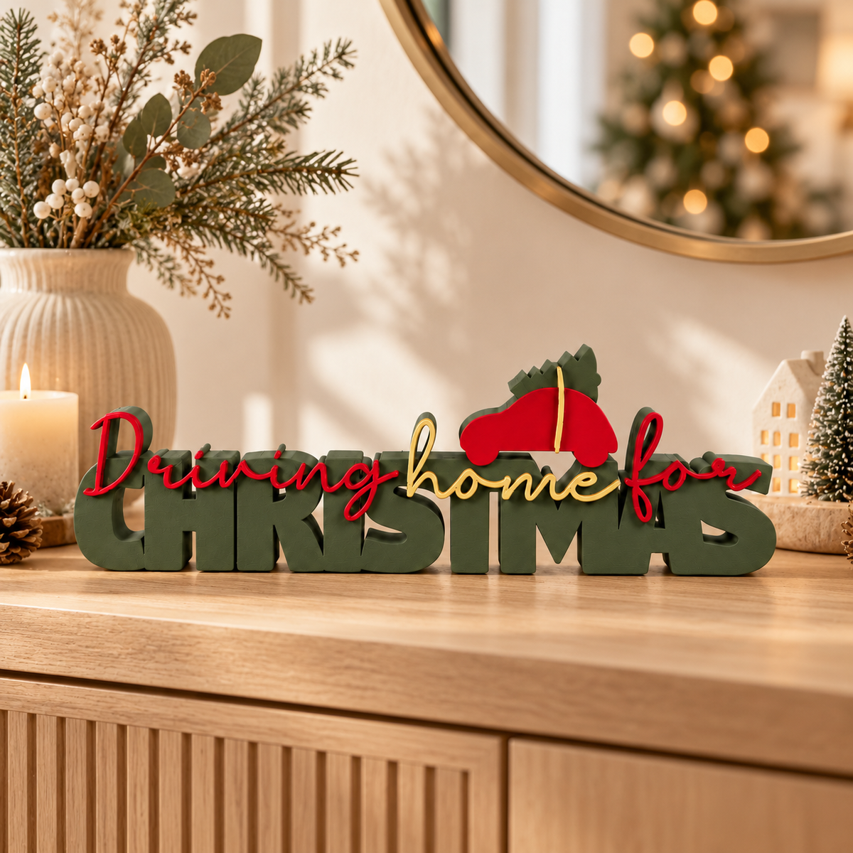 3D-geprint woordbeeld Driving Home for Christmas – Dovana