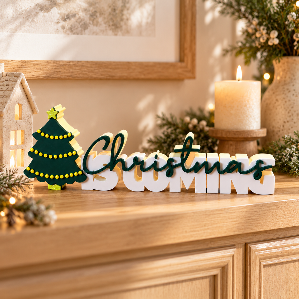 3D-geprint woordbeeld Christmas is Coming – Dovana
