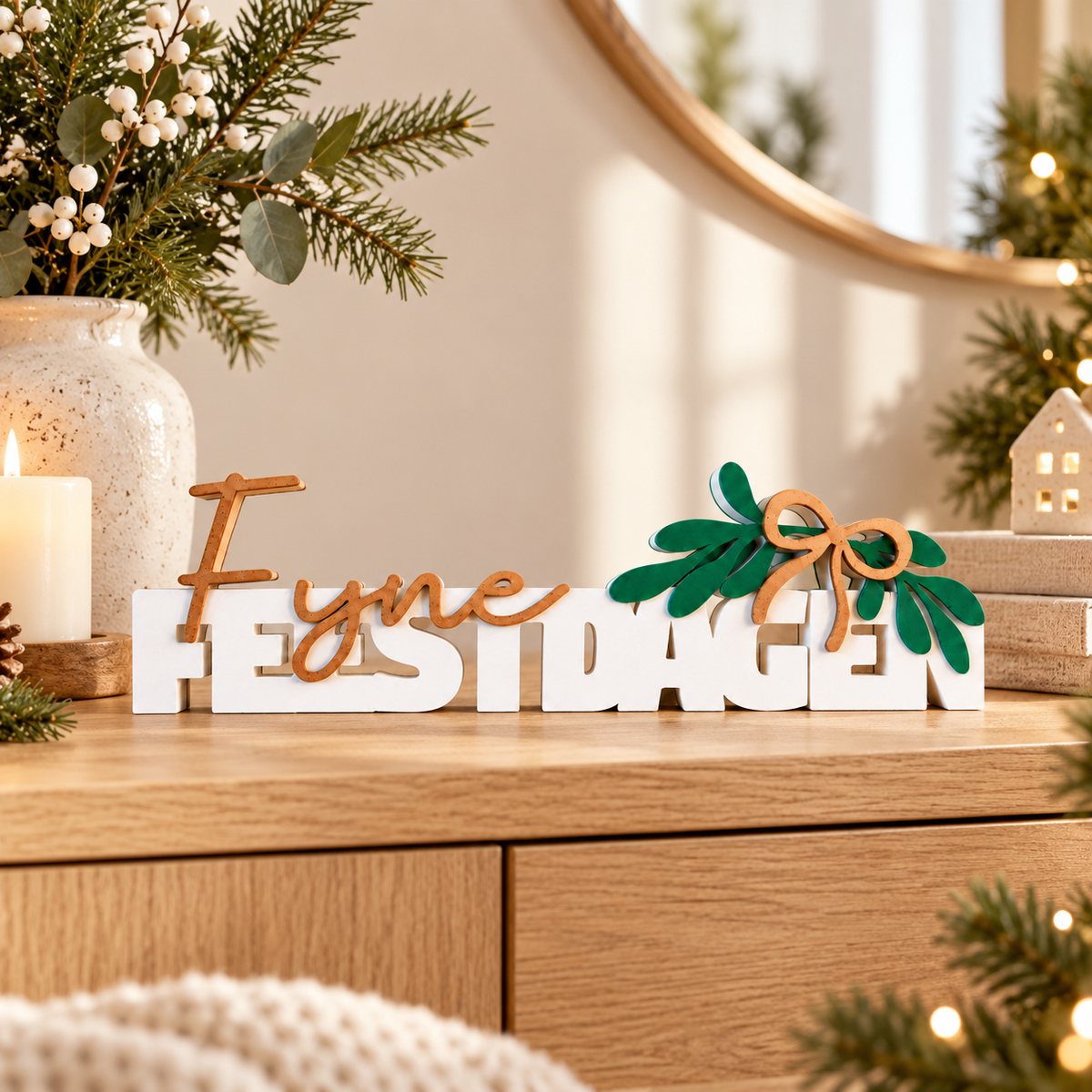 3D-geprint woordbeeld Fijne Feestdagen – Dovana