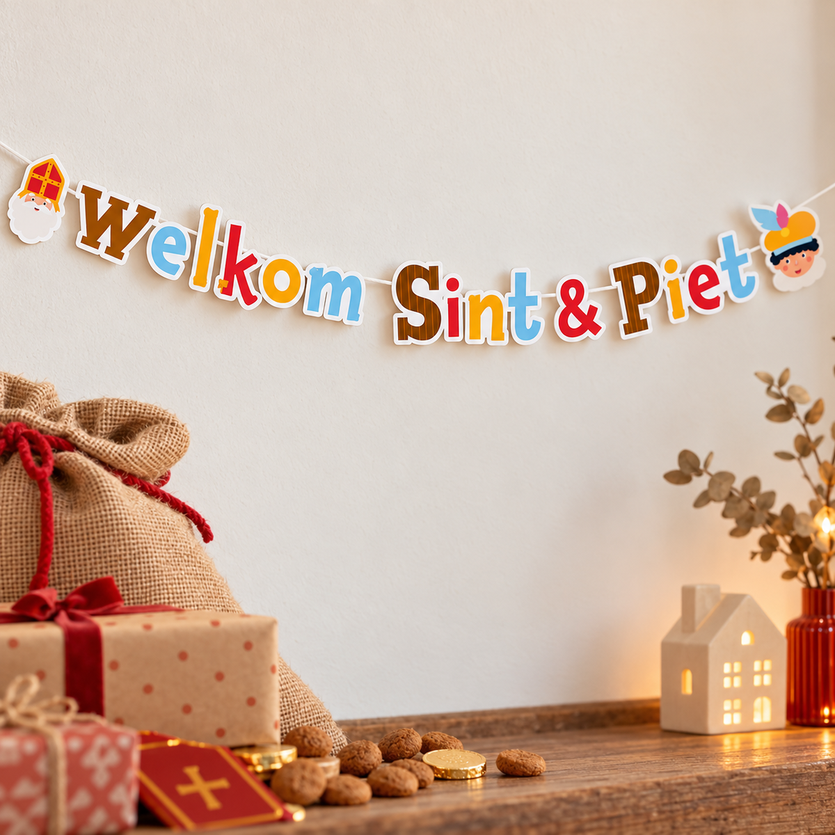 Sinterklaas letterbanner – Welkom Sint & Piet