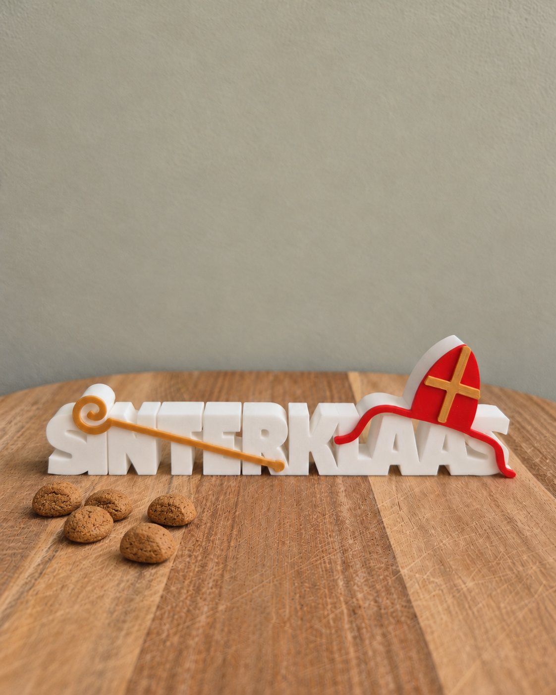 3D-geprint woordbeeld Sinterklaas met staf en mijter – Dovana