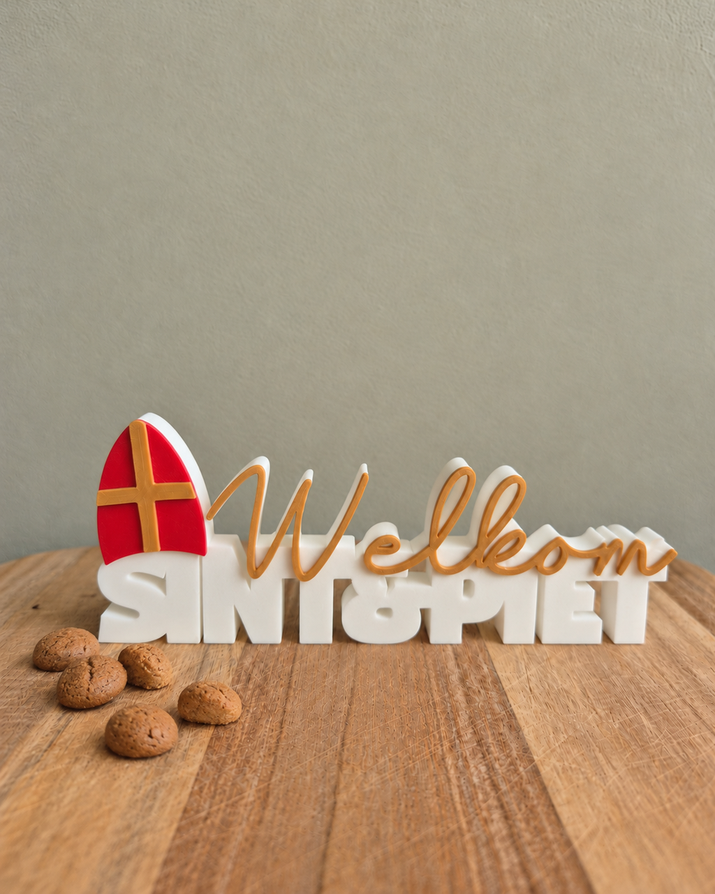 3D-geprint woordbeeld Welkom Sint & Piet – Dovana