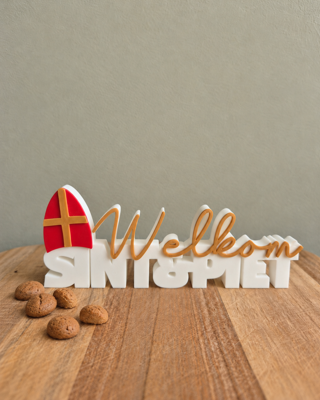 3D-geprint woordbeeld Welkom Sint & Piet – Dovana