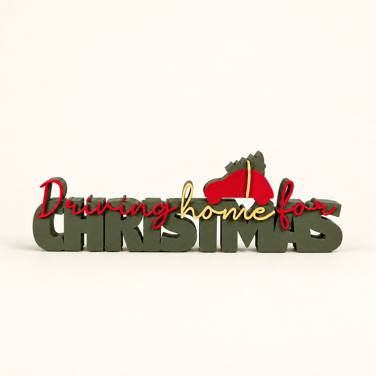 3D-geprint woordbeeld Driving Home for Christmas – Dovana