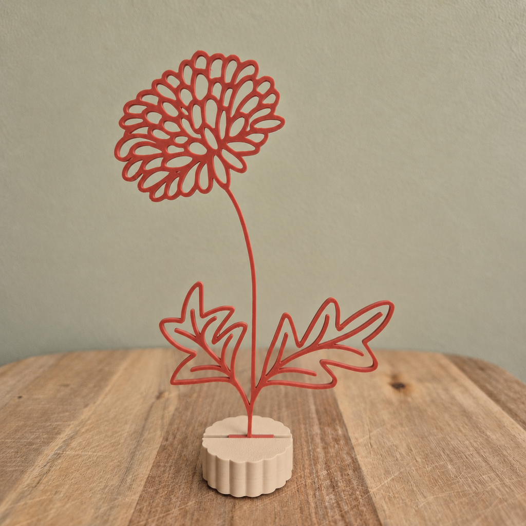 3D-geprint maandbloem november – Chrysant – Dovana