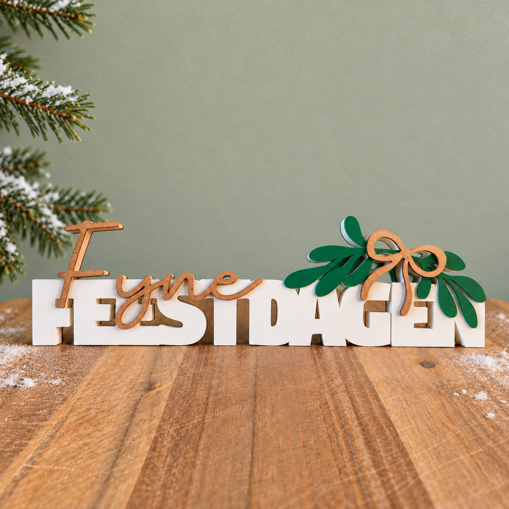 Kerstwoordbeeld Fijne Feestdagen van Dovana