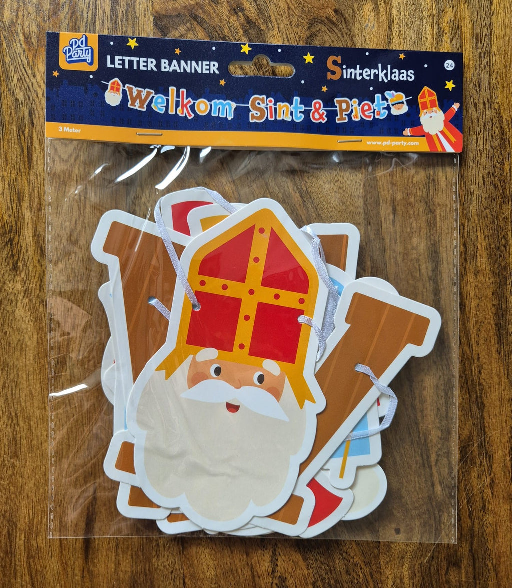 PD Party Sinterklaas letterbanner Welkom Sint & Piet